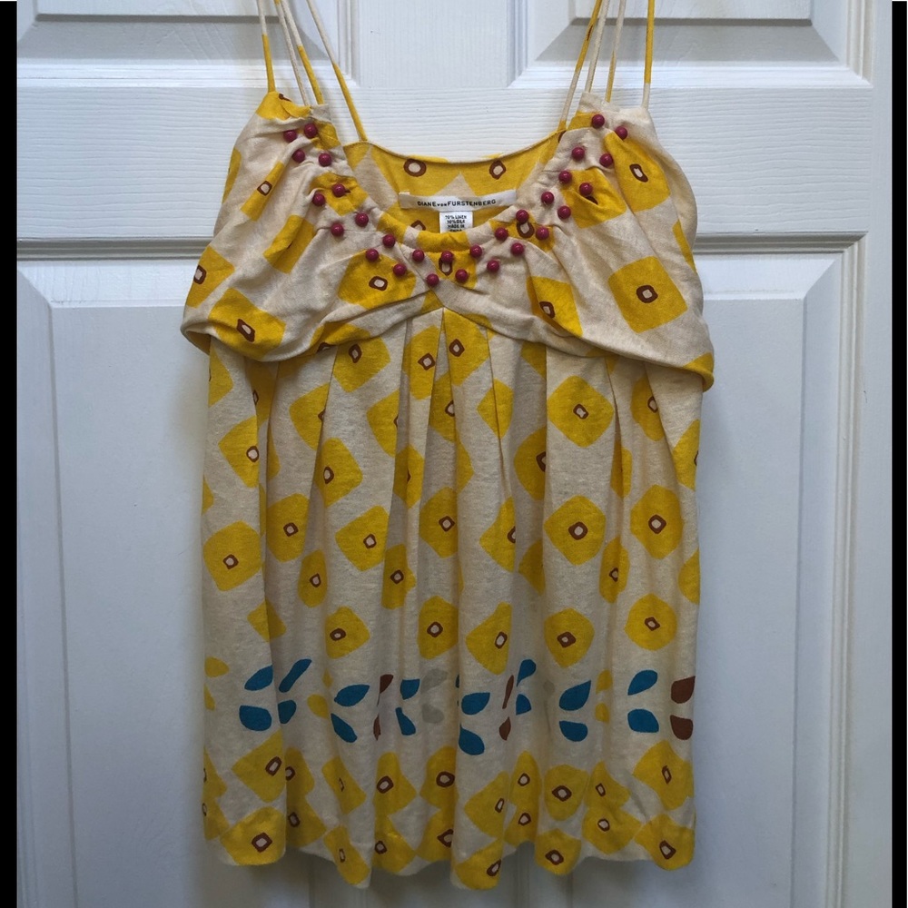 Diane von Furstenberg Linen/Silk Tank Top